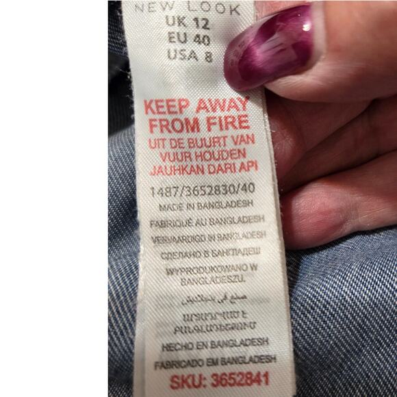 New Look Women's Denim Playsuit Button Up Front Tie Waist Sz US 8, UK 12, EU 40 - Picture 10 of 11